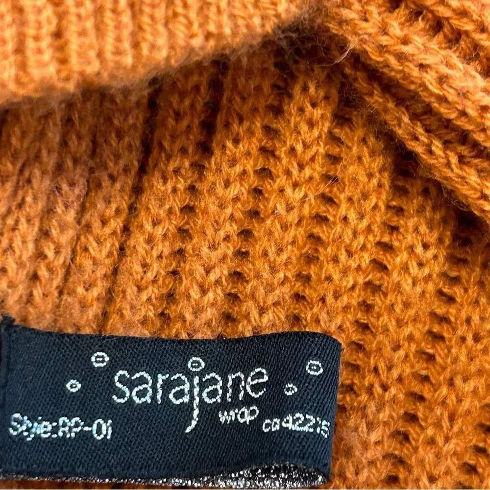 sarajane burnt orange ruffle frill knit cape shrug poncho shawl NWOT